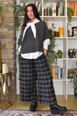Nora Brushed Cotton Gingham Kick Pant Black